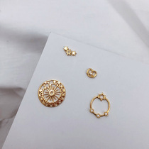 Rear-hanging multiple dyslaw earbuds delicate 925 pure silver anti-allergy short and small earbuds personality gold earrings