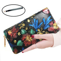 (Special) Wallet female European and American long zipper retro embossed hand bag large capacity female handbag mobile phone bag
