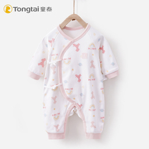 Tongtai newborn baby conjoined clothes male and female children baby autumn and winter double cotton belly protection conjoined clothes