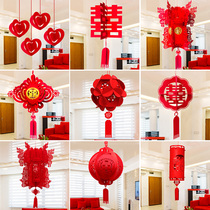 Wedding ornaments non-woven pendants happy Red Hydrangea palace lantern wedding room layout