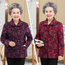 Middle-aged womens clothing autumn jacket Moms long sleeve 60-70-year-old grandmothers dress Elderly clothes wife