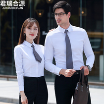 Professional suit white shirt long sleeve men and women same autumn shirt business tooling sales department sales work clothes customization