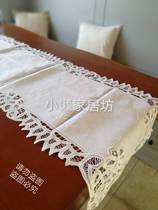 Foreign trade outlet Single pure cotton handmade 100 with lihand embroidered table flag cover cloth 40 * 175CM white