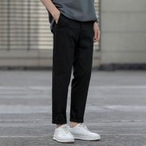 Pants mens summer thin section loose 2021 new casual trousers mens youth versatile ice silk sports nine-point pants men