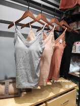 522 seamless body color gauze vest autumn winter plus velvet bottoming sling belt with breast pad cotton thermal underwear