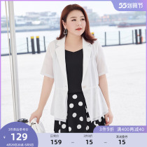 MSShe big code womens dress 2022 new summer dress fat mm flap design repairs body A swing mesh yarn suit jacket