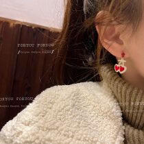 Teenage Loving Cherry ear nail South Korean small crowdgentleness sweet and sweet drop oil design feeling little fresher earrings female ear clip