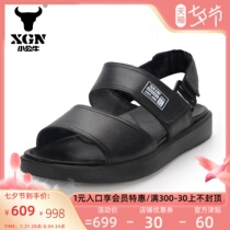 XGN Small Bull Sandals Sandals Mens Summer New Outwear Genuine Leather Sandals Two Wear Cow Leather Casual Sports Beach Shoes