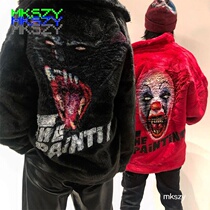 mkszy autonomous doublet hand painted clown bat Japanese long wool fur coat coat