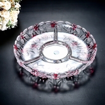 European style creative modern crystal glass fruit plate large grid household coffee table Living room festive wedding candy