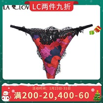 LACLOVER Rankavan Jinse Yan Ran Ladies Silk Panties Sexy Lace T-shaped Brazilian Pants LC21JY1