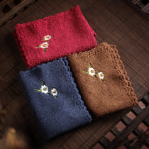 Tao porcelain eight cotton linen tea towel embroidery cloth table flag Japanese small tea mat thick cloth pad absorbent rag soft polyester brocade