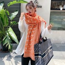 Thousand bird grid cashmere scarf shawl 2021 autumn and winter foreign style new European and American letters double-sided wool double wool