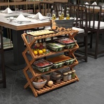 Multi-layer rack multi-purpose kitchen dish rack hot pot dish rack Household floor-to-ceiling multi-functional bamboo folding restaurant restaurant sparse
