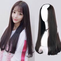 Wig female long curly hair Big wavy long hair straight hair net red natural inner buckle wig piece one piece invisible without trace