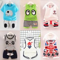 Small boy children vest sleeveless year-old suit summer clothes 0-1 pure cotton girls mens clothing solid color 14