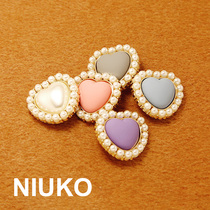NIUKO Pearl love color metal coat button elegant cute heart button clothing accessories