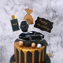 Mens dessert decoration suit Male god cake decoration car watch money card birthday cake bamboo stick card