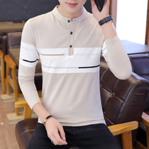 Ice silk long sleeve T-shirt men summer thin trend base shirt stand collar spring and autumn coat single piece autumn clothes