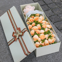 19 Champagne Rose gift boxes Hunan Xiangxi Jiji City Tongcheng Fresh flower shop Express Christmas delivery to the door
