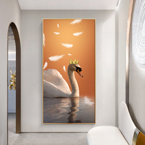 Modern light luxury porch decorative painting animal Swan entrance corridor bedroom room wall vertical warm hanging painting