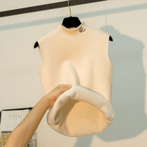 One-piece cashmere sweater womens outer vest thickened autumn and winter embroidery bottomless warm vest