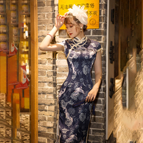 2021 new silk cheongsam improved version of slim dress female summer retro fashion mulberry silk short sleeve Daily