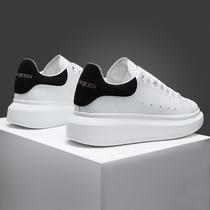 McQuampa small white shoes woman 2021 Fall new genuine leather thick bottom inner heightening movement Fashion casual shoes board shoes