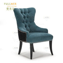 American Solid Wood Fabric Dining Chair Comeback Comb Makeup Chair Computer Chair Casual Single Soft Bag Book Room Bookchair