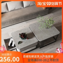 Net red light luxury marble child mother tea table Nordic simple rock board coffee table small household square tea table combination