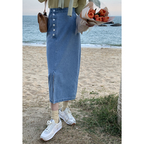 2022 New Retro Denim Skirt Half Body Dress Woman Mid Spring Summer Small Sub Design Sensation Little Crowdna Dress