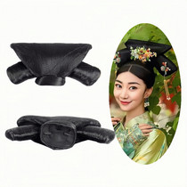 Ancient dress small number girl flag head wig Qing dynasty Guifei styled hair high temperature silk ancient wind new black