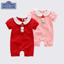 kidsbett belly sweet childrens clothing summer new baby girl short-sleeved jumpsuit Climbing baby full moon suit
