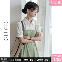 GUIER small fresh leave two dress dress 2022 new shirt splicing harness style dress child summer