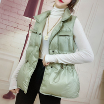 Down horse clip women wear 2019 new winter short drawstring vest womens coat white duck down 9827