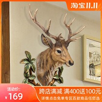 European-style simulation deer head decoration wall hanging living room entrance creative home wall decoration wall fortune animal head pendant