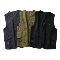  American trend multi-pocket tooling vest men Ami kachi short Japanese retro casual vest jacket top
