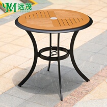 Outdoor table and chair plastic wood chair courtyard balcony corrosion resistant wood round table square table modern minimalist cafe dining table and chair