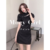 Sandro asw cheongsam modified dress 2022 summer new Korean French collar high waist slim A- line skirt