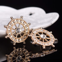 Shiny Korean crystal brooch full of diamonds Small wheel trinkets Anchor rudder Rhinestone collar needle fashion all-match