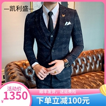 Kelly Seng England suit three pieces of banquet Han edition handsome groom mate wedding dress man