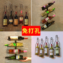 loft wrought iron red wine rack wall hanging restaurant Wall wine rack living room home wall creative wine rack