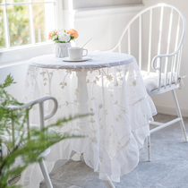White lace coffee table cover cloth French embroidered lace tablecloth retro dining table cloth dessert table pastoral decoration