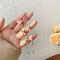 Super fairy Crystal tassel wire 2021 New Tide simple temperament long earrings Net red earrings explosive light luxury