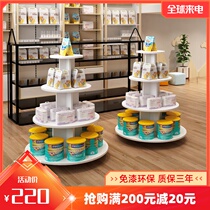 Wooden round Nakajima cabinet shoe store display cabinet supermarket shelf maternal and infant milk powder toy container stacker red wine display rack