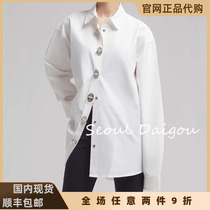 we11done official website 20aw metal ring buckle lapel white long-sleeved shirt welldone shirt