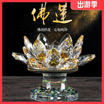 High-grade high-footed Crystal Lotus crystal candlestick candle ornaments Buddhist supplies Buddha front lights