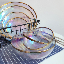 ins net red Nordic creative dazzling glass bowls hammered home plate salad bowl rice bowl west dinner plate