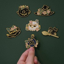 Witch Handbook embroidery stickers cartoon ipad shell mobile phone case decorative stickers Broom Magic cute repair patch patch