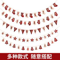 Christmas decorations Scene arrangements La banner fabric Christmas tree Christmas Sox Triangle Flag English Christmas banners Rbars